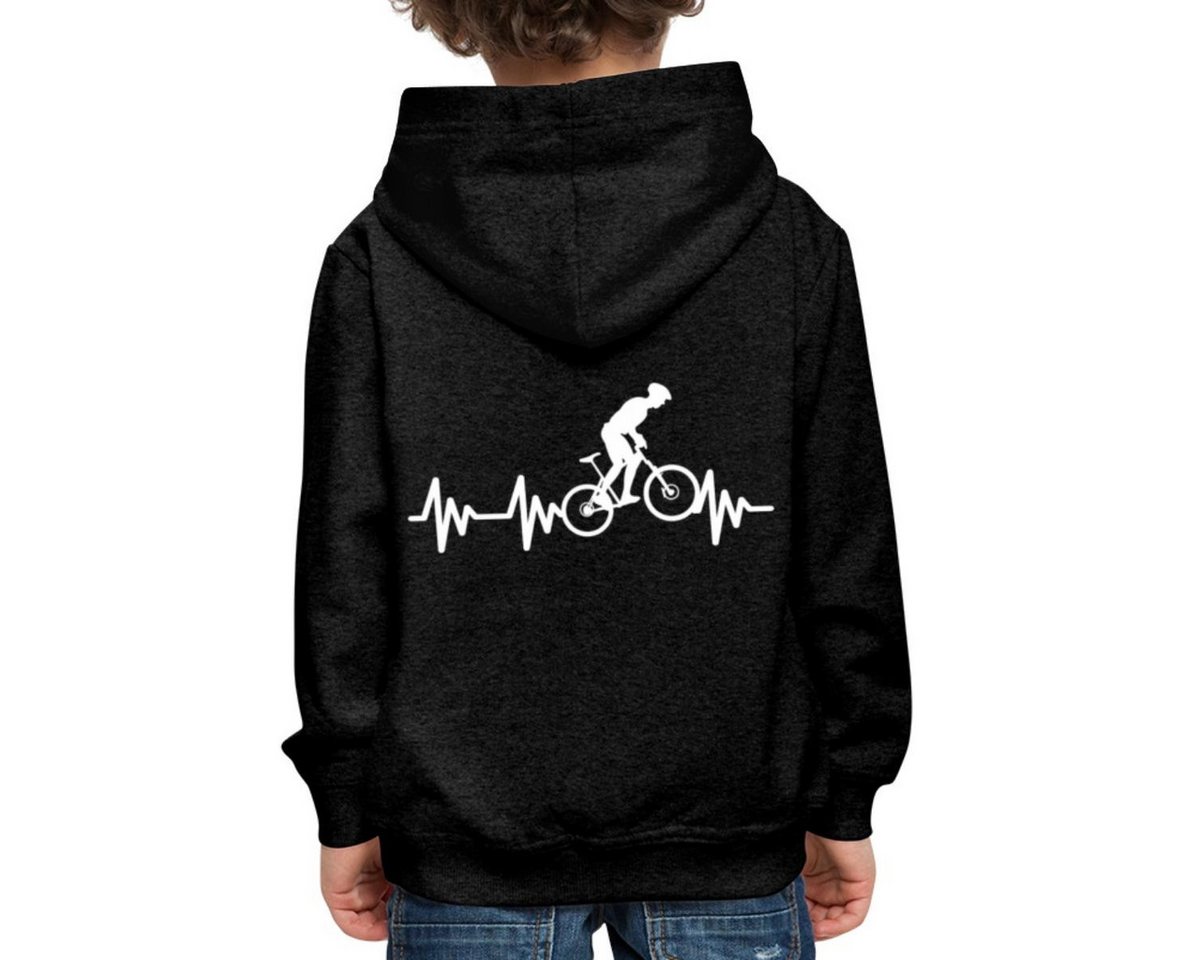 Spreadshirt Hoodie Mountainbike Herzschlag EKG Berge MTB Biking Kinder Premium Hoodie (1-tlg) von Spreadshirt