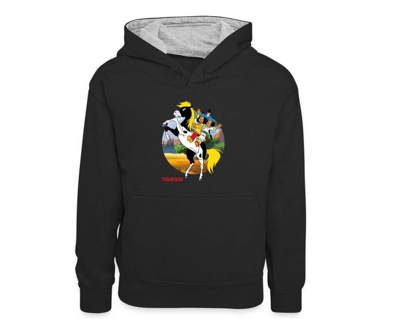 Spreadshirt Hoodie Yakari Und Regenbogen Auf Kleiner Donner Kinder Kontrast-Hoodie (1-tlg) von Spreadshirt