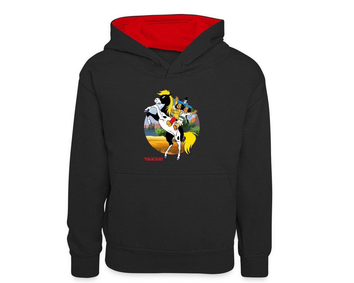 Spreadshirt Hoodie Yakari Und Regenbogen Auf Kleiner Donner Kinder Kontrast-Hoodie (1-tlg) von Spreadshirt