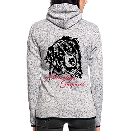 Spreadshirt Hund Australian Shepherd Hundebesitzerin Frauen Kapuzen-Fleecejacke, XL, Hellgrau meliert von Spreadshirt