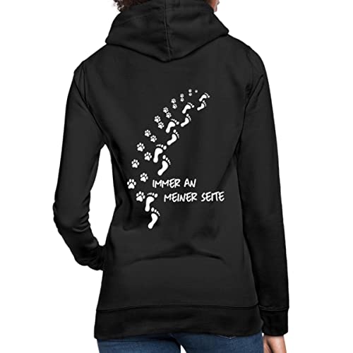 Spreadshirt Hund Immer An Meiner Seite Pfoten Frauen Hoodie, M, Schwarz von Spreadshirt