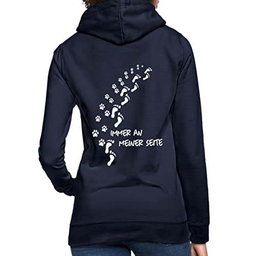 Spreadshirt Hund Immer An Meiner Seite Pfoten Frauen Hoodie, XL, Navy von Spreadshirt