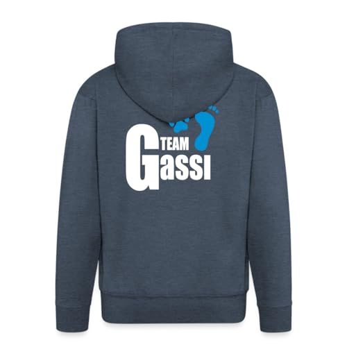 Spreadshirt Hund Team Gassi Männer Premium Kapuzenjacke, L, Jeansblau von Spreadshirt