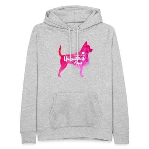 Spreadshirt Hundemama Liebende Chihuahua Mama Frauen Hoodie, M, Hellgrau meliert von Spreadshirt