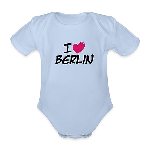 Spreadshirt I Love Berlin Ich Liebe Berlin Baby Bio-Kurzarm-Body, 62 (2-3 M.), Sky von Spreadshirt