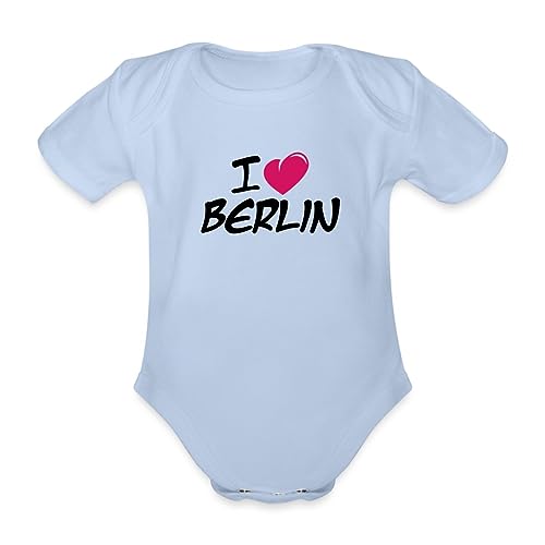 Spreadshirt I Love Berlin Ich Liebe Berlin Baby Bio-Kurzarm-Body, 74 (6-9 M.), Sky von Spreadshirt