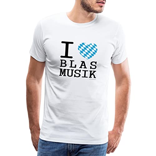 Spreadshirt I Love Blasmusik Männer Premium T-Shirt, L, weiß von Spreadshirt