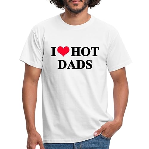 Spreadshirt I Love Hot Dads/Herz Für Väter Männer T-Shirt, M, weiß von Spreadshirt