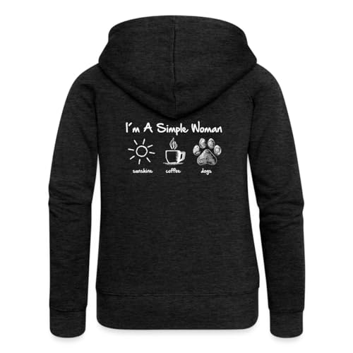 Spreadshirt I'm A Simple Woman Spruch Hund Kaffee Sonnenschein Frauen Premium Kapuzenjacke, S, Anthrazit von Spreadshirt