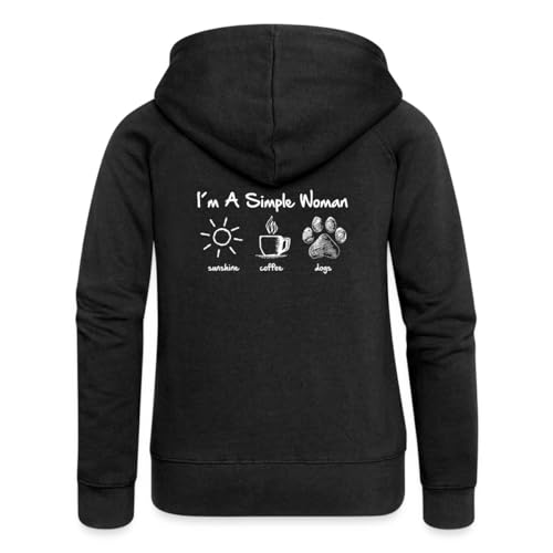 Spreadshirt I'm A Simple Woman Spruch Hund Kaffee Sonnenschein Frauen Premium Kapuzenjacke, XL, Schwarz von Spreadshirt