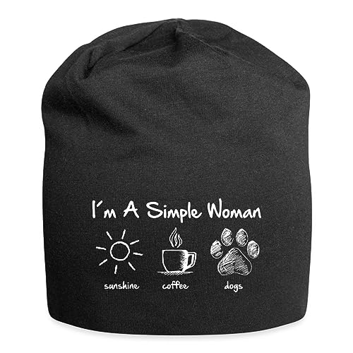 Spreadshirt I'm A Simple Woman Spruch Hund Kaffee Sonnenschein Jersey-Beanie, One Size, Schwarz von Spreadshirt