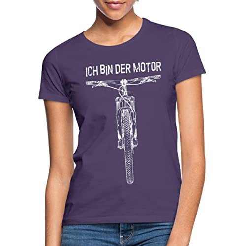 Spreadshirt Ich Bin Der Motor Mountainbike MTB Fahrrad Frauen T-Shirt, M, Dunkellila von Spreadshirt