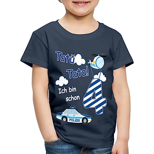 Spreadshirt Ich Bin Schon 4 Polizeiauto Geburtstagskind Kinder Premium T-Shirt, 122/128 (6 Jahre), Navy von Spreadshirt