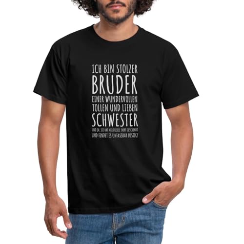 Spreadshirt Ich Bin Stolzer Bruder Einer Wundervollen Schwester Männer T-Shirt, XL, Schwarz von Spreadshirt