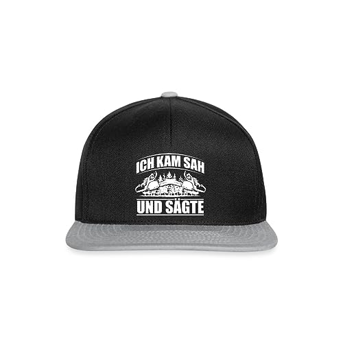 Spreadshirt Ich Kam SAH Und Sägte Holzfäller Snapback Cap, One Size, Schwarz/Grau von Spreadshirt