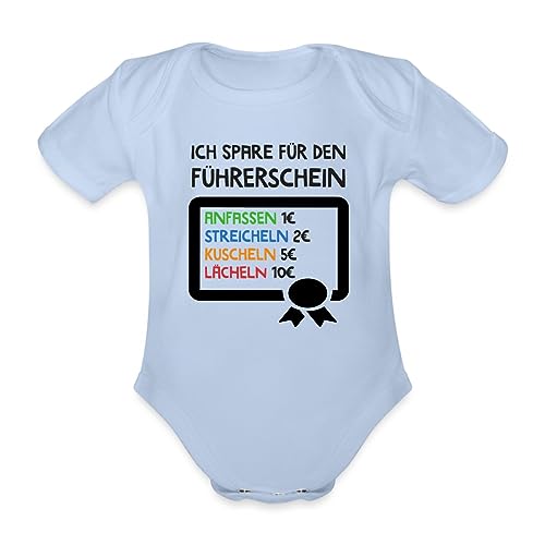 Spreadshirt Ich Spare für Den Führerschein Baby Bio-Kurzarm-Body, 62 (2-3 M.), Sky von Spreadshirt