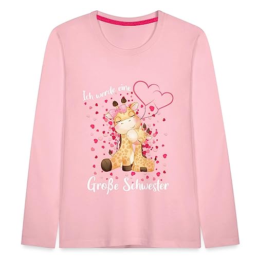 Spreadshirt Ich Werde Eine Große Schwester 2024 Giraffen Kinder Premium Langarmshirt, 110/116 (4 Jahre), Hellrosa von Spreadshirt