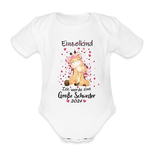 Spreadshirt Ich Werde Große Schwester 2024 Giraffen Baby Bio-Kurzarm-Body, 74 (6-9 M.), weiß von Spreadshirt