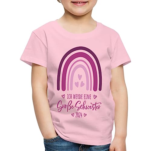 Spreadshirt Ich Werde Große Schwester 2024 Regenbogen Kinder Premium T-Shirt, 134/140 (8 Jahre), Hellrosa von Spreadshirt