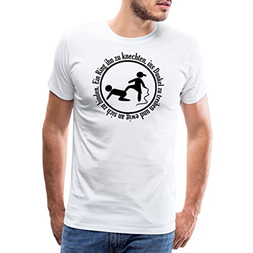 Spreadshirt JGA Ehering Peitsche EIN Ring Ihn Zu Knechten Spruch Männer Premium T-Shirt, L, weiß von Spreadshirt