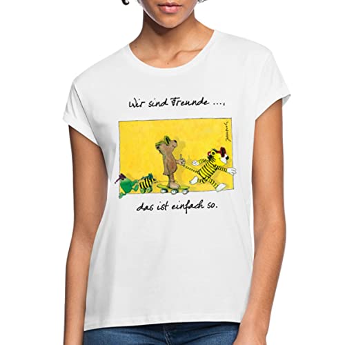 Spreadshirt Janosch Bär Tiger Günter Kastenfrosch Freunde Frauen Oversize T-Shirt, XL, weiß von Spreadshirt