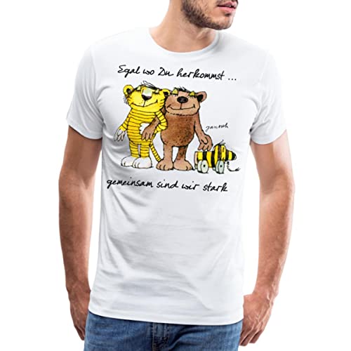 Spreadshirt Janosch Bär Tigerente Tiger Gemeinsam Stark Männer Premium T-Shirt, XL, weiß von Spreadshirt