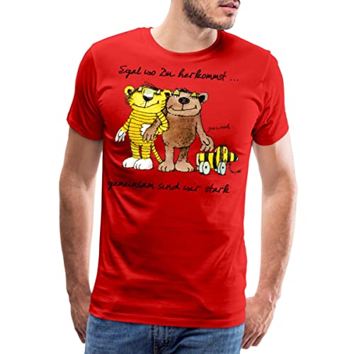 Spreadshirt Janosch Bär Tigerente Tiger Gemeinsam Stark Männer Premium T-Shirt, XL, Rot von Spreadshirt