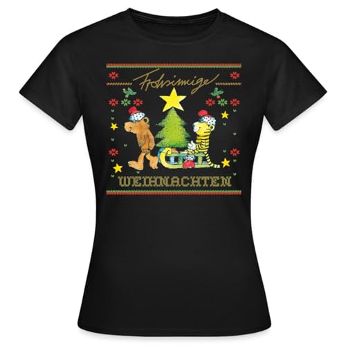 Spreadshirt Janosch Frohsinnige Weihnachten Ugly Christmas Frauen T-Shirt, XL, Schwarz von Spreadshirt