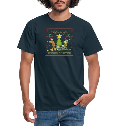 Spreadshirt Janosch Frohsinnige Weihnachten Ugly Christmas Männer T-Shirt, XL, Navy von Spreadshirt