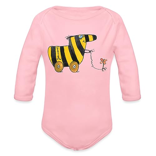 Spreadshirt Janosch Große Tigerente Mit Blume Baby Bio-Langarm-Body, 62 (2-3 M.), Hellrosa von Spreadshirt