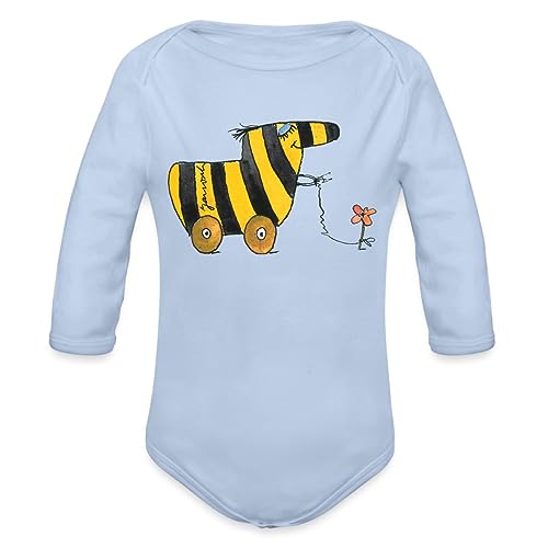 Spreadshirt Janosch Große Tigerente Mit Blume Baby Bio-Langarm-Body, 62 (2-3 M.), Sky von Spreadshirt