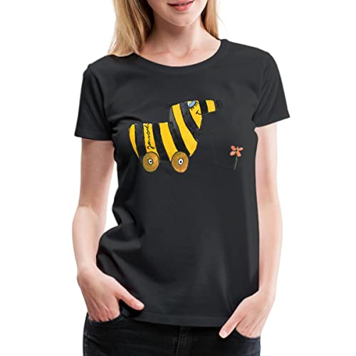 Spreadshirt Janosch Große Tigerente Mit Blume Frauen Premium T-Shirt, M, Schwarz von Spreadshirt