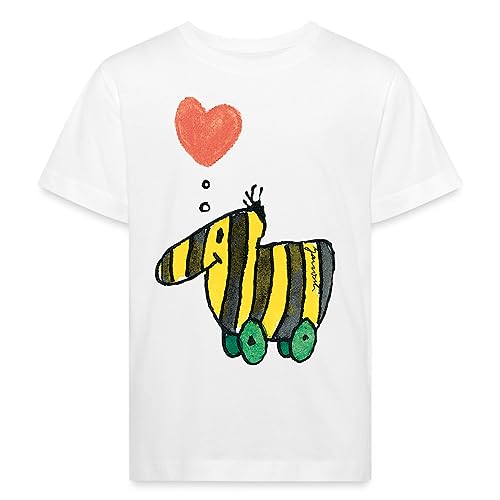 Spreadshirt Janosch Große Tigerente Mit Herz Liebe Kinder Bio-T-Shirt, 110/116 (5-6 Jahre), weiß von Spreadshirt