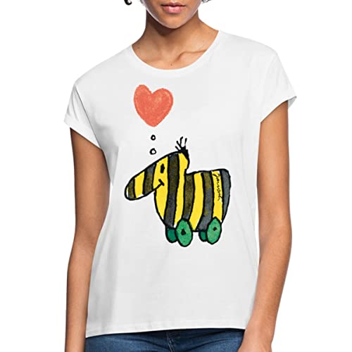 Spreadshirt Janosch Große Tigerente Mit Herz Liebe Frauen Oversize T-Shirt, L, weiß von Spreadshirt