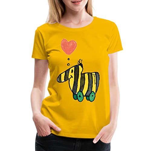Spreadshirt Janosch Große Tigerente Mit Herz Liebe Frauen Premium T-Shirt, L, Sonnengelb von Spreadshirt