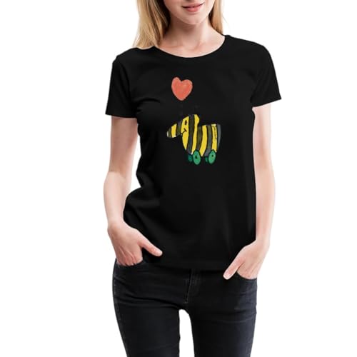 Spreadshirt Janosch Große Tigerente Mit Herz Liebe Frauen Premium T-Shirt, XL, Schwarz von Spreadshirt