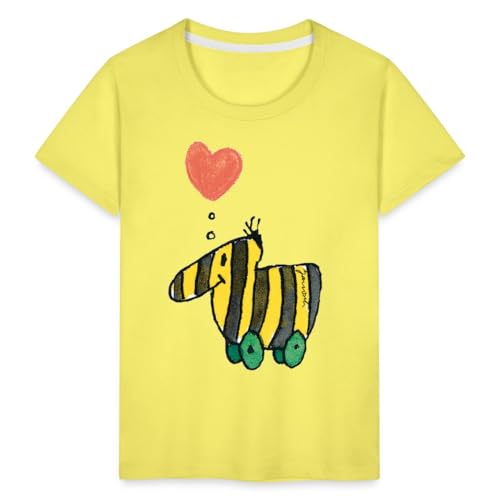 Spreadshirt Janosch Große Tigerente Mit Herz Liebe Kinder Premium T-Shirt, 110/116 (4 Jahre), Gelb von Spreadshirt