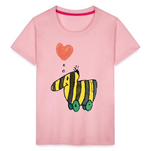 Spreadshirt Janosch Große Tigerente Mit Herz Liebe Kinder Premium T-Shirt, 110/116 (4 Jahre), Hellrosa von Spreadshirt