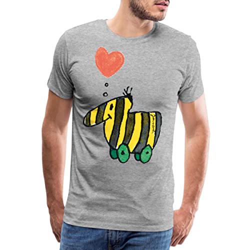 Spreadshirt Janosch Große Tigerente Mit Herz Liebe Männer Premium T-Shirt, XL, Grau meliert von Spreadshirt