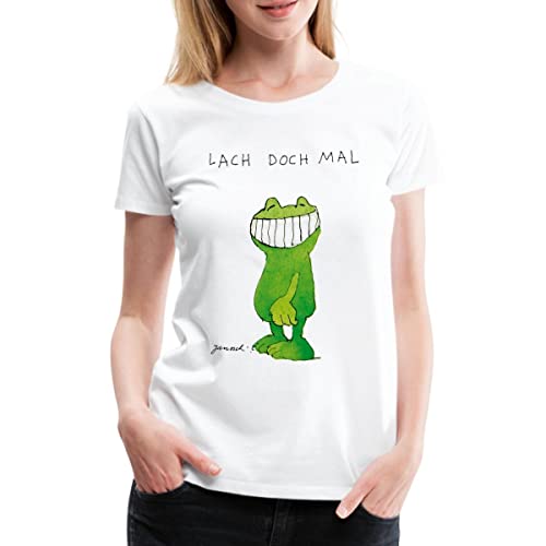 Spreadshirt Janosch Günter Kastenfrosch Lach Doch Mal Frauen Premium T-Shirt, 3XL, weiß von Spreadshirt