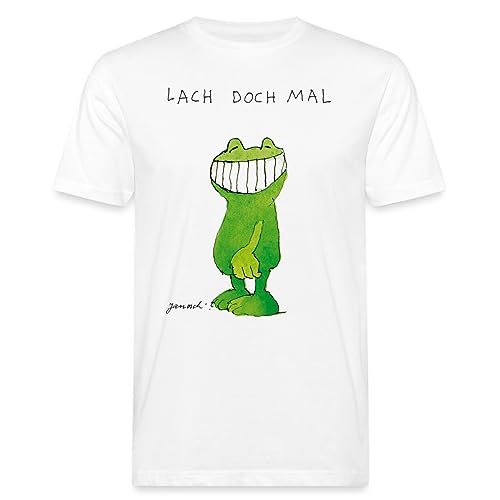 Spreadshirt Janosch Günter Kastenfrosch Lach Doch Mal Männer Bio-T-Shirt, M, weiß von Spreadshirt