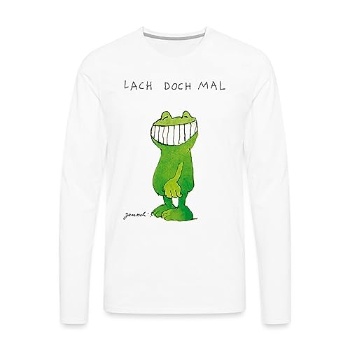 Spreadshirt Janosch Günter Kastenfrosch Lach Doch Mal Männer Premium Langarmshirt, L, weiß von Spreadshirt