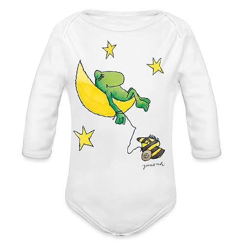 Spreadshirt Janosch Günter Kastenfrosch Mond Träume Baby Bio-Langarm-Body, 56 (0-1 M.), weiß von Spreadshirt