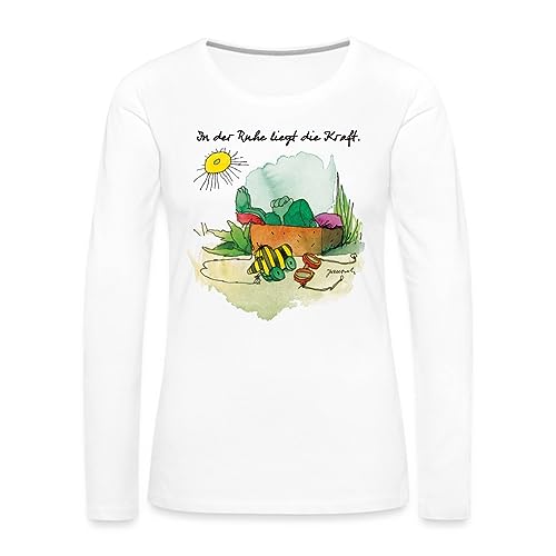 Spreadshirt Janosch Günter Kastenfrosch Tigerente Frauen Premium Langarmshirt, XL, weiß von Spreadshirt