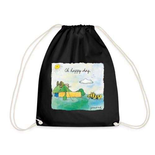 Spreadshirt Janosch Günter Tigerente Oh Happy Day Am See Turnbeutel, One size, Schwarz von Spreadshirt