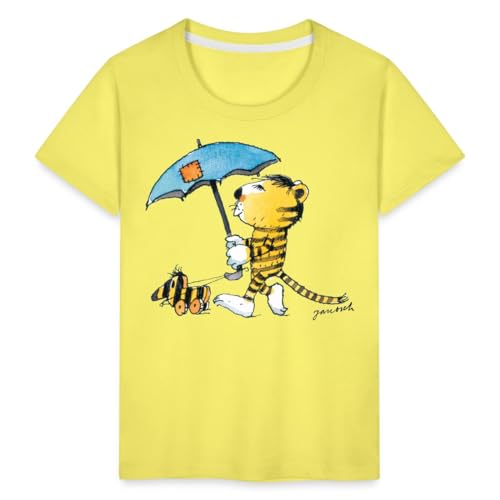 Spreadshirt Janosch Kleiner Tiger Tigerente Mit Schirm Kinder Premium T-Shirt, 98/104 (2 Jahre), Gelb von Spreadshirt