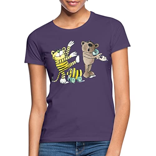 Spreadshirt Janosch Tiger und Freunde Machen Musik Frauen T-Shirt, S, Dunkellila von Spreadshirt