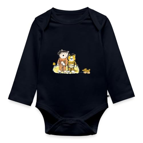 Spreadshirt Janosch Tiger, Bär und Tigerente auf Wiese Baby Body Langarm, 68 (3-6 M.), Navy von Spreadshirt
