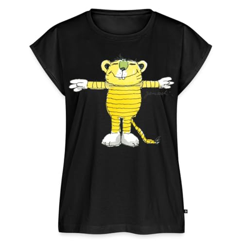 Spreadshirt Janosch Tiger Pose Frauen Casual T-Shirt, S, Schwarz von Spreadshirt