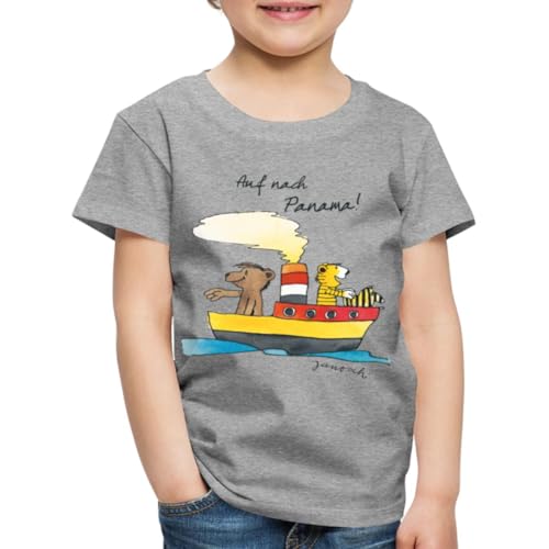 Spreadshirt Janosch Tiger Und Bär Auf Nach Panama Kinder Premium T-Shirt, 98/104 (2 Jahre), Grau meliert von Spreadshirt